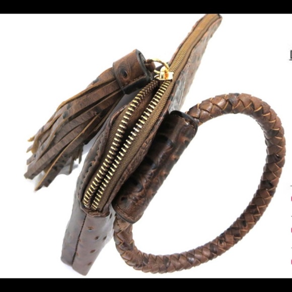 Various Color Vegan ostrich Print Wristlets Bundle (1 Blk, 1Coffee, 1 Blue) - Picture 11 of 14